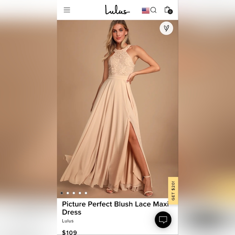 Lulu's - Picture Perfect Blush Lace Maxi Dress